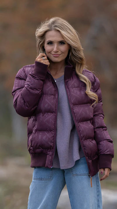 Hooey "LADIES PUFFER JACKET" MAROON W/AZTEC