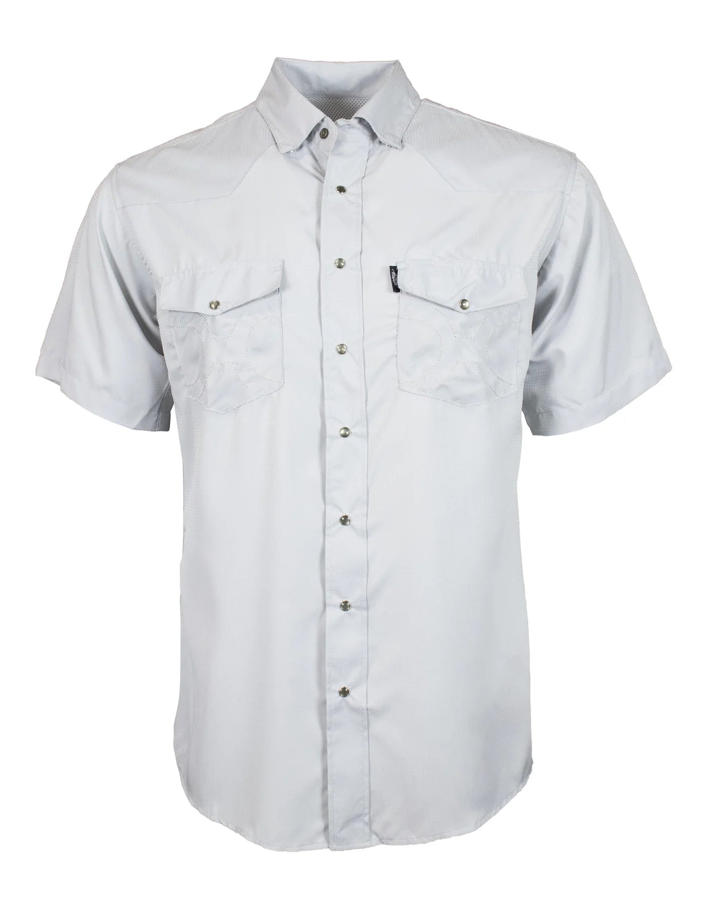 "SOL" GREY MEN'S SHORT SLEEVE PEARL SNAP SHIRT