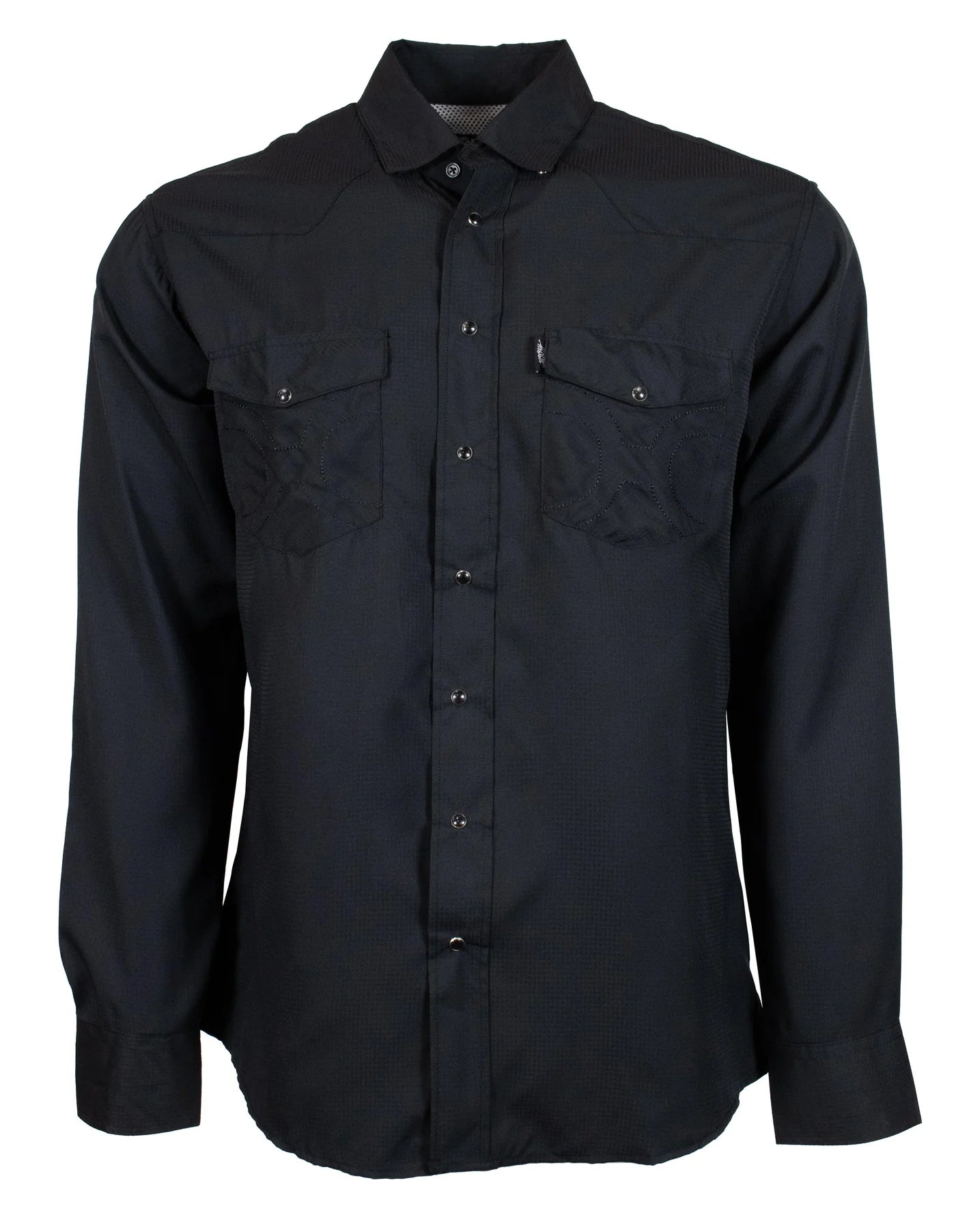 "SOL" BLACK MEN'S LONG SLEEVE PEARL SNAP SHIRT