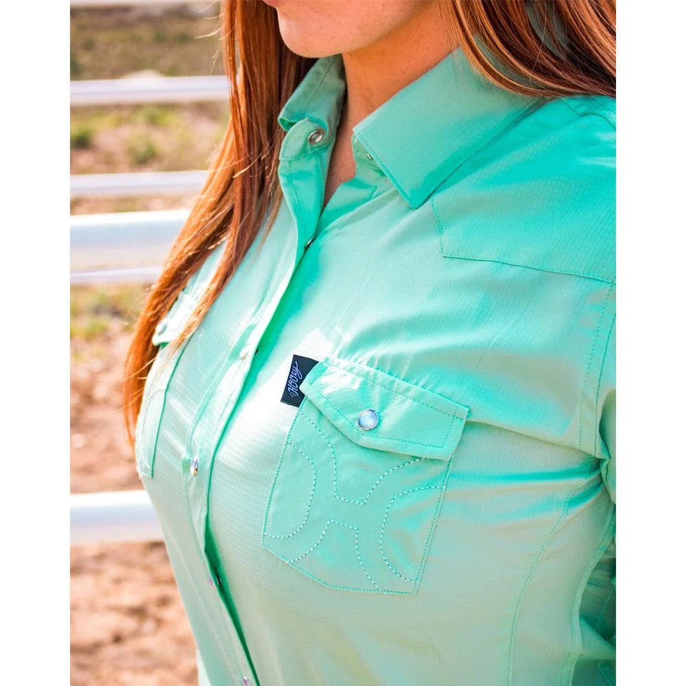 Hooey "SOL" LADIES SEA FOAM LONG SLEEVE PEARL SNAP SHIRT