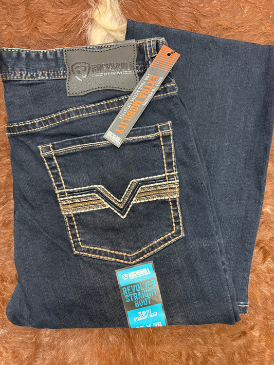 Rock & Roll Denim Revolver Dark Vintage Slim Straight Men's Jeans