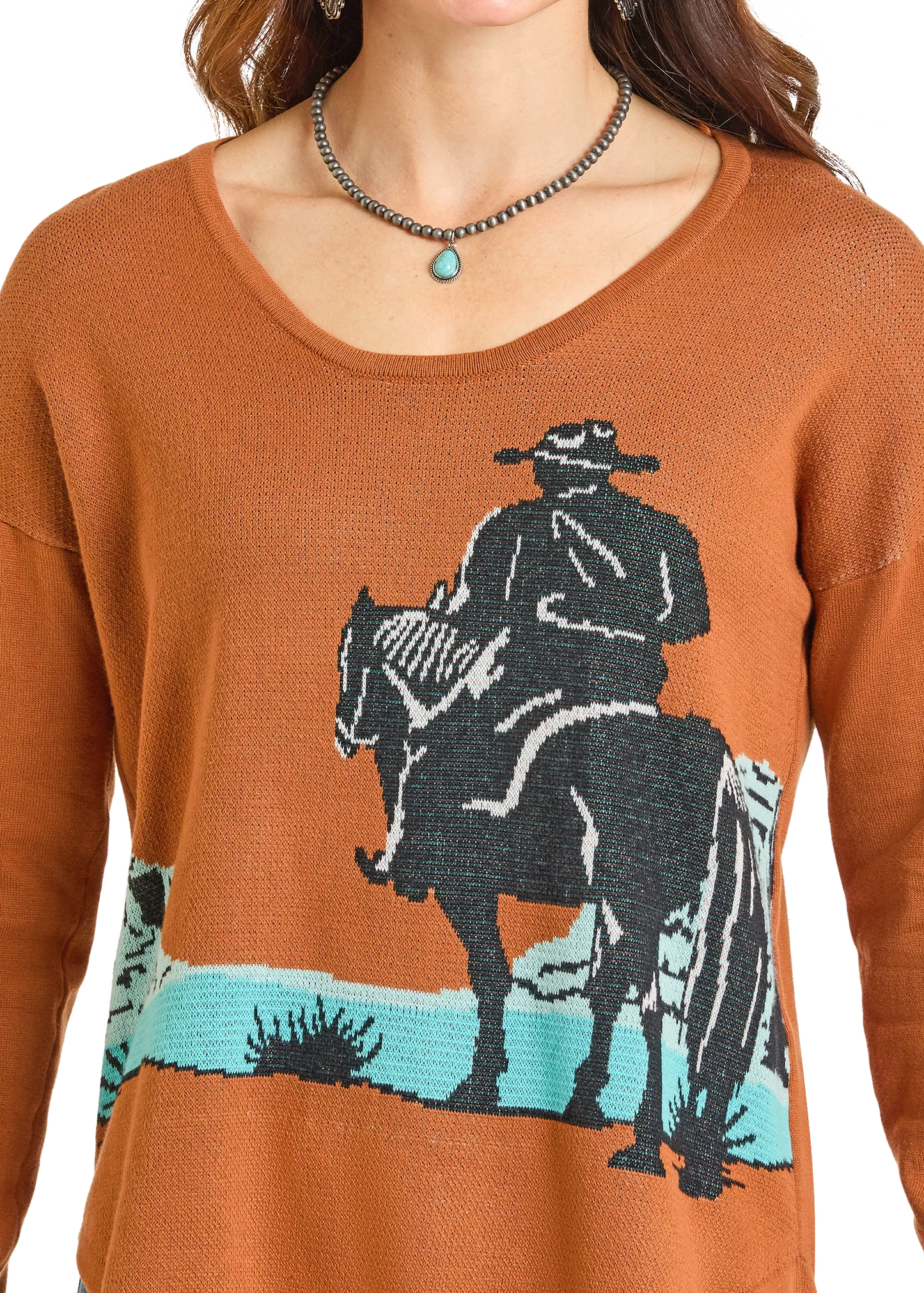 Cowboy Scoop Neck Sweater