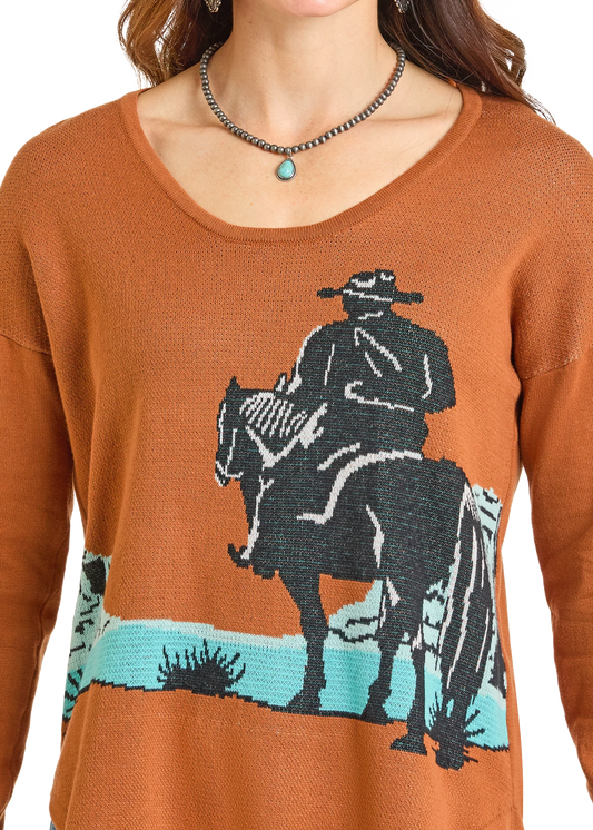 Cowboy Scoop Neck Sweater