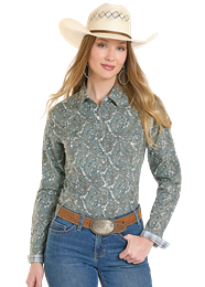 Panhandle Slim Women's Green Paisley Snap up