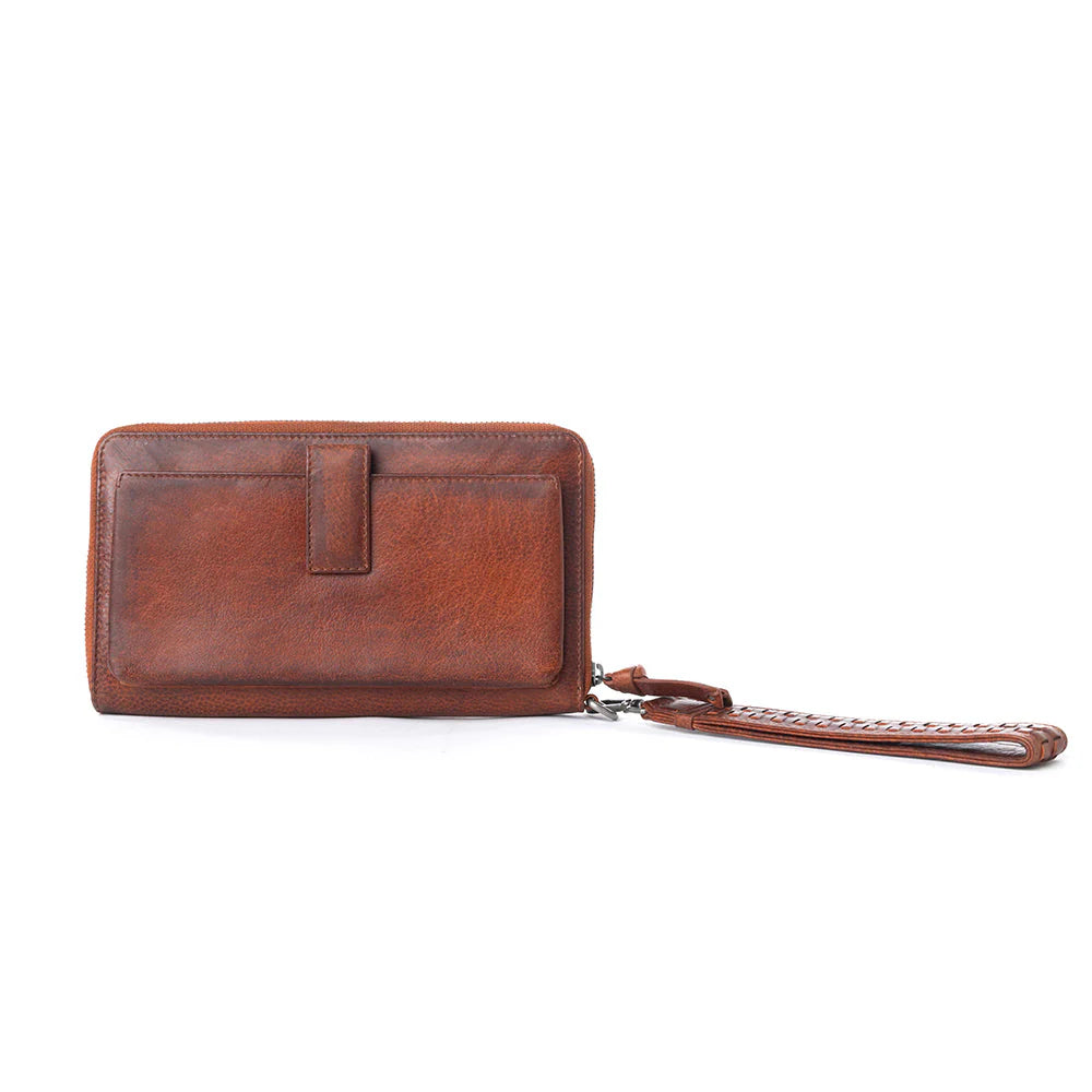 Zidana Elko Braided Tanned Leather Wallet In Auburn Glow
