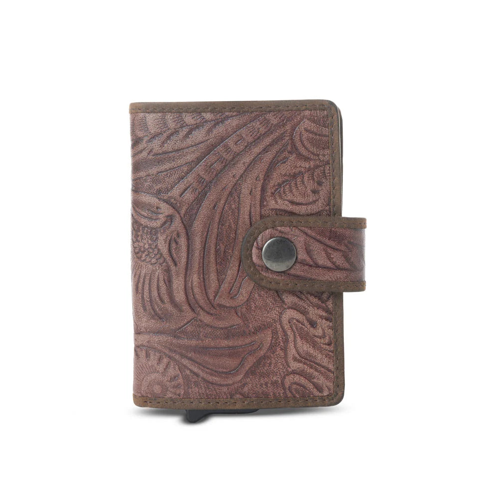 Leather Credit Card Holder In Smoky Walnut