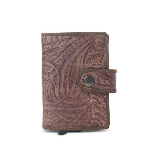 Leather Credit Card Holder In Smoky Walnut