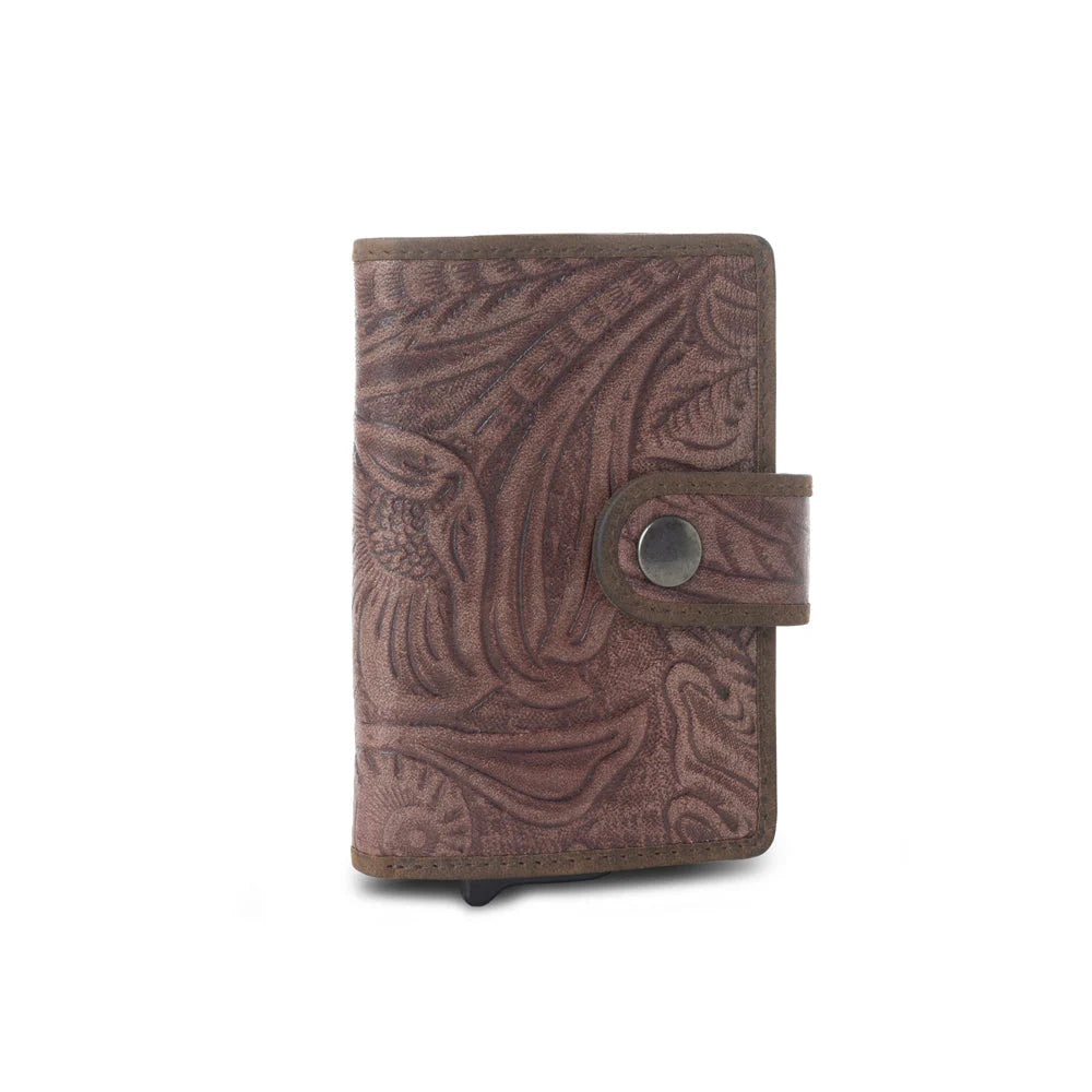 Leather Credit Card Holder In Smoky Walnut