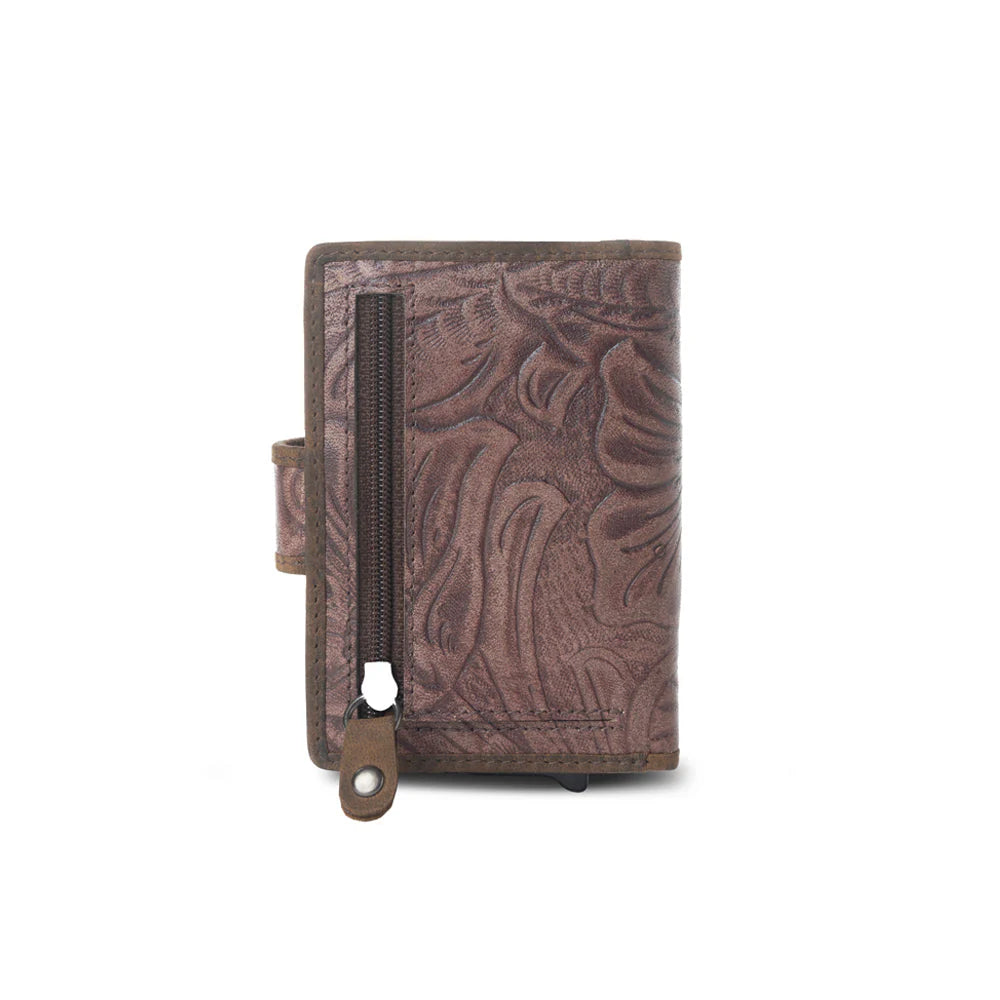 Leather Credit Card Holder In Smoky Walnut