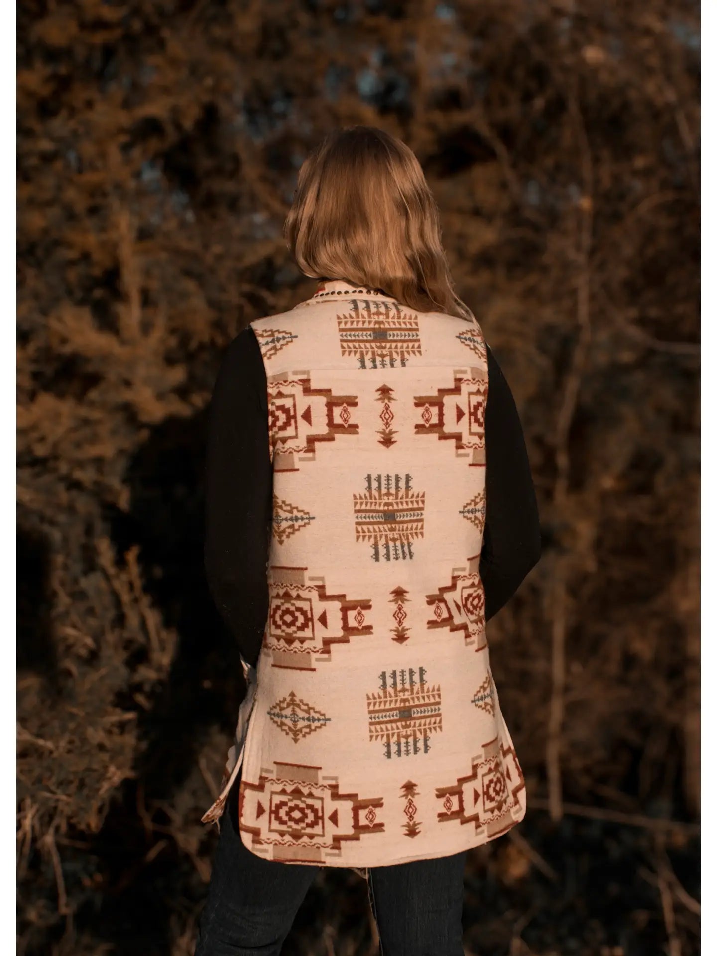MontanaCo Long Cream Aztec Vest