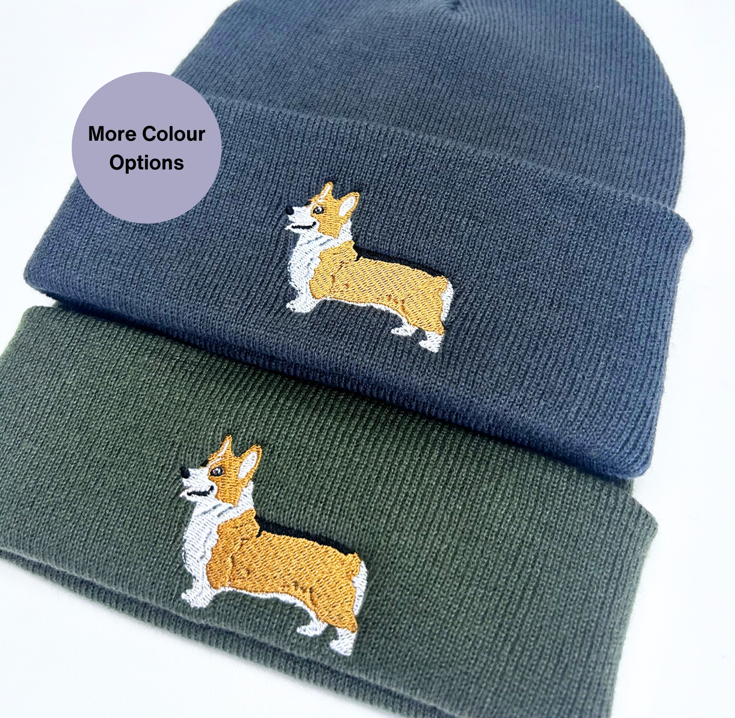 Corgi dog embroidered beanie hat - Unisex