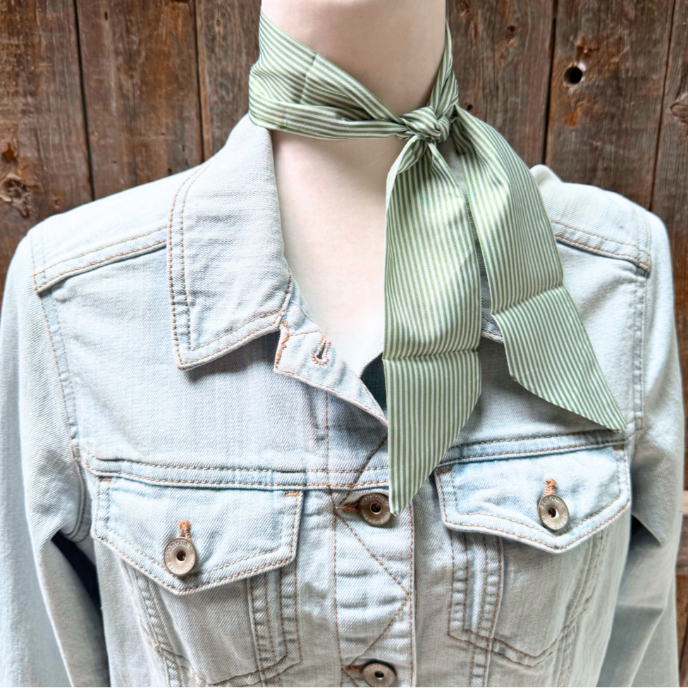 Green and White Western Skinny Mini Wild Rag