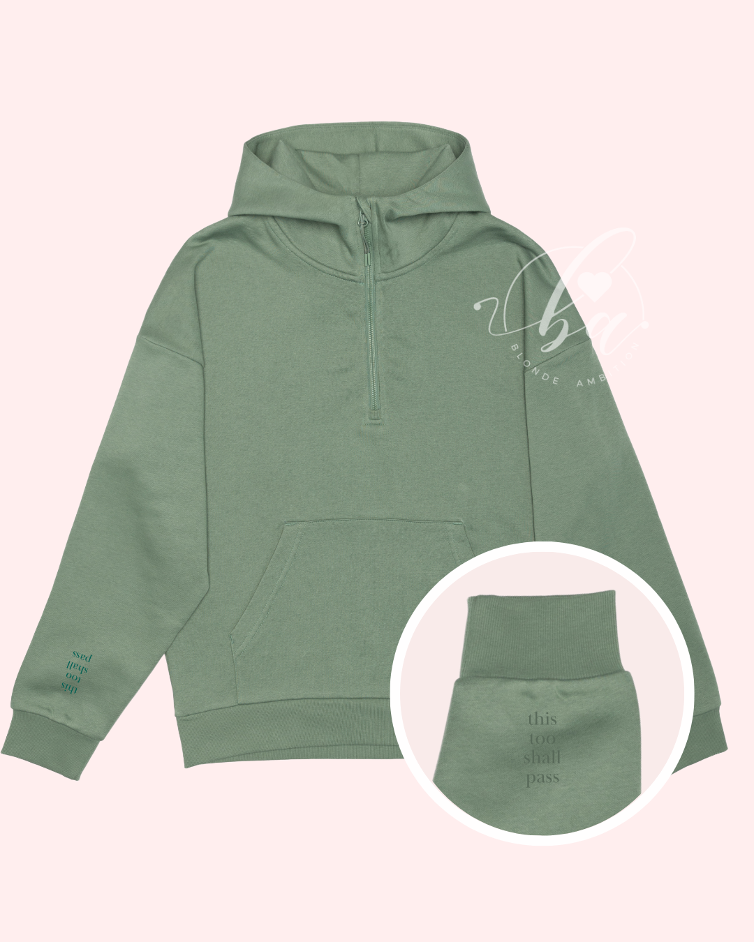 This Too Shall Pass Embroidered Ultimate 1/2 Zip Hoodie