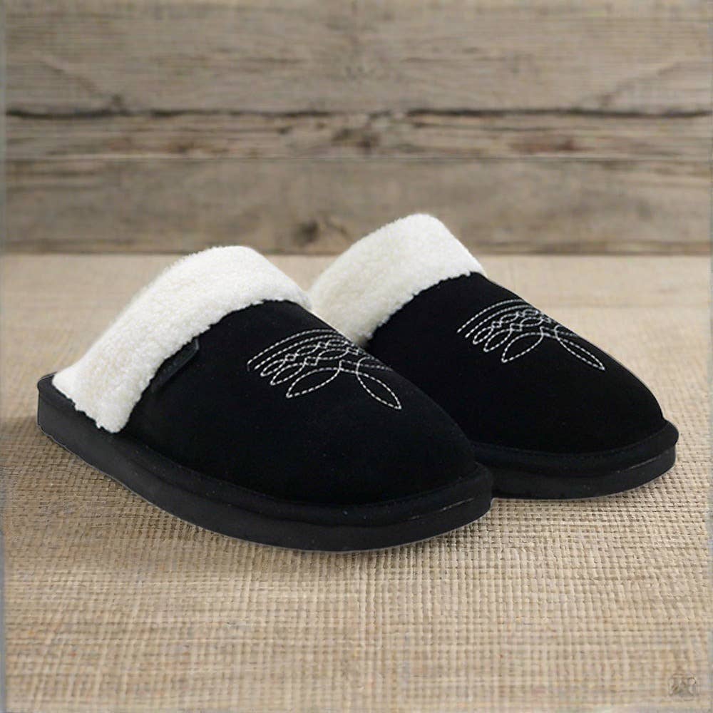Western  Square Toe Cowgirl Dolly Slippers | Raven (black)