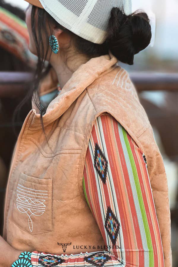 Lucky & Blessed Camel Boot Stitch Vest