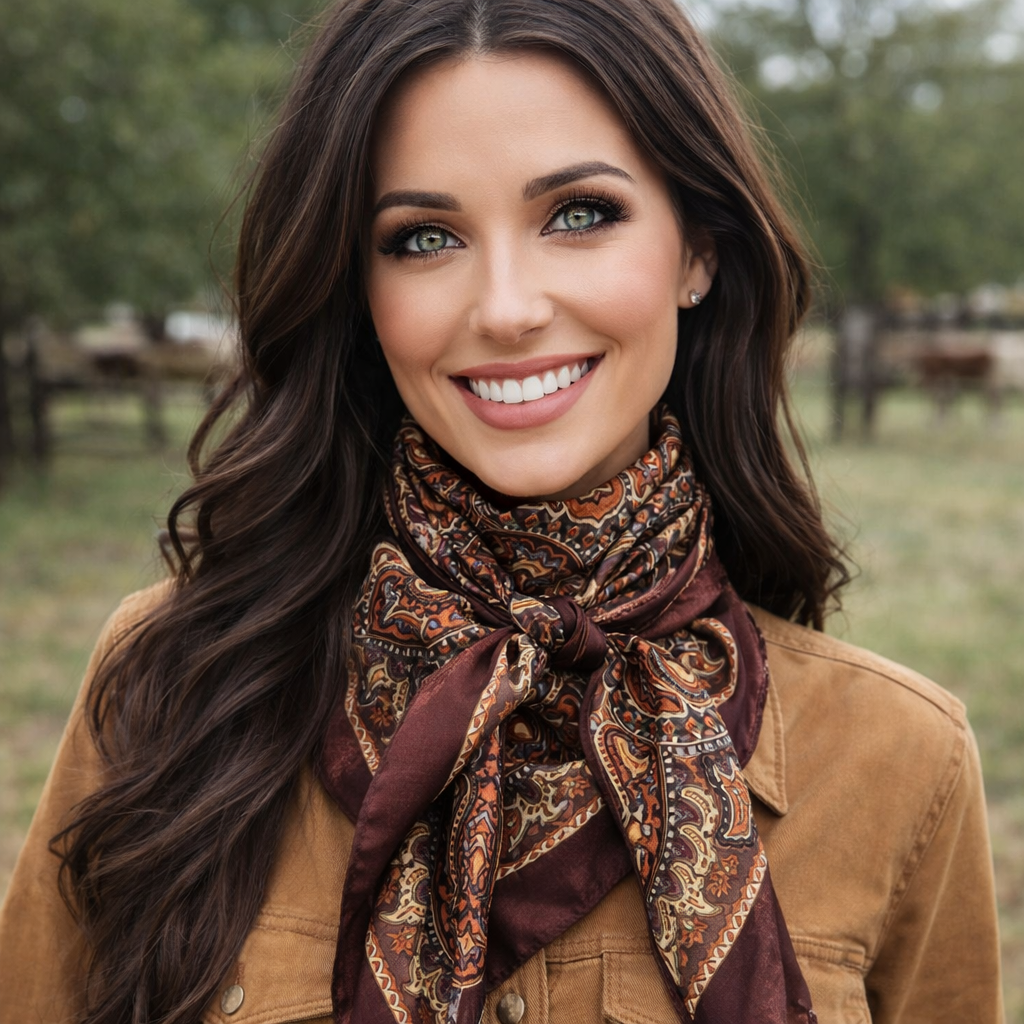 Wild Rag Brown and Orange Paisley 35X35"