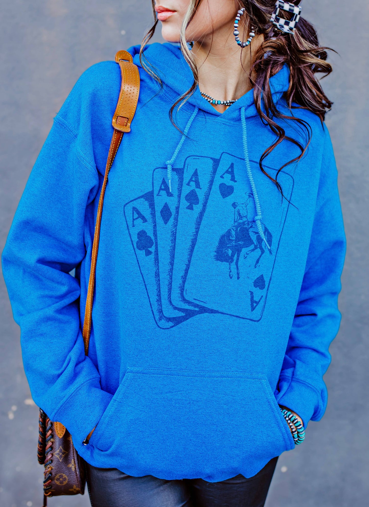 Wild card blue bronc riding hoodie