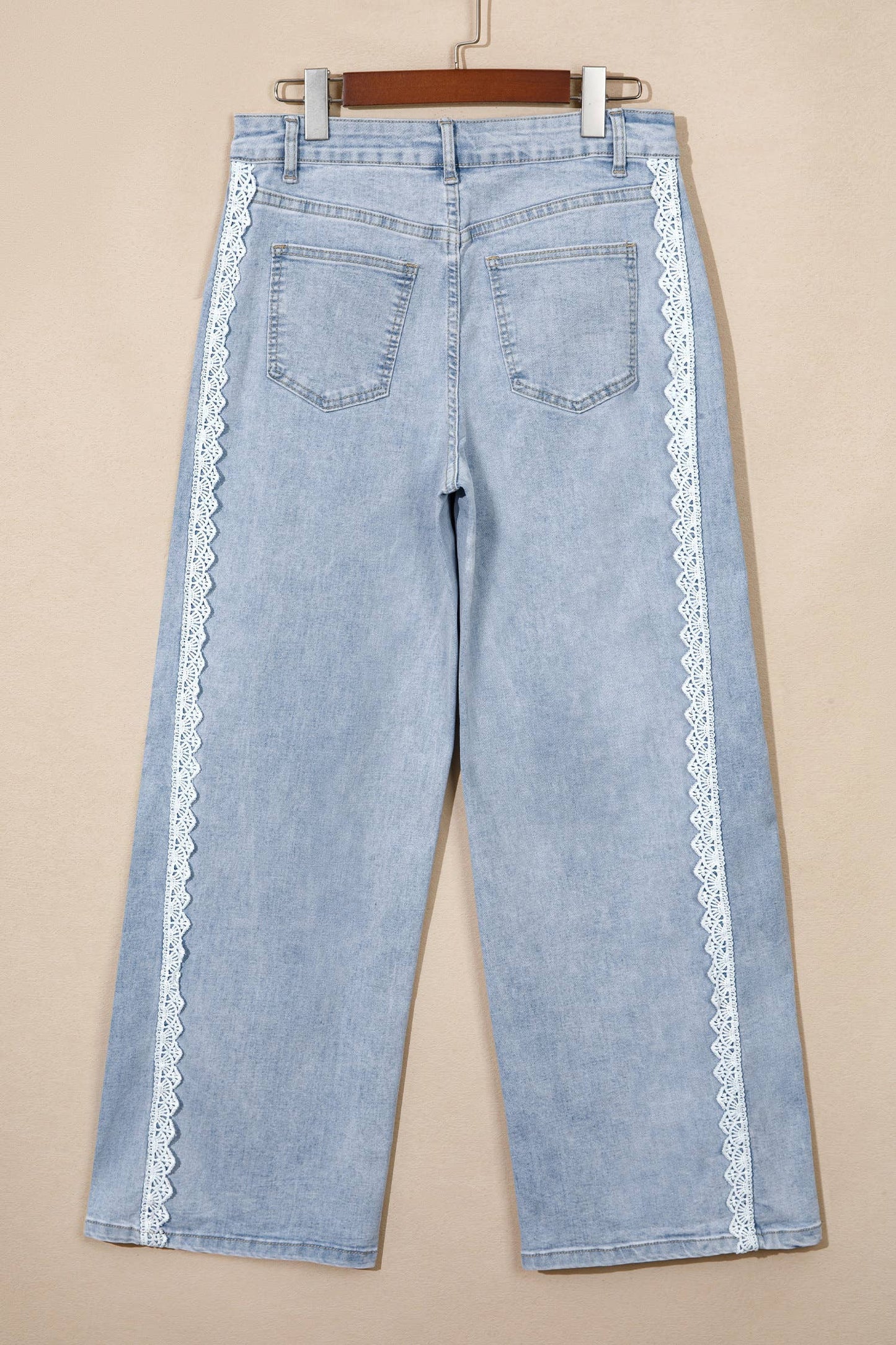 Fall 26 Lace Trim Casual Full-Length Regular Fit Jeans