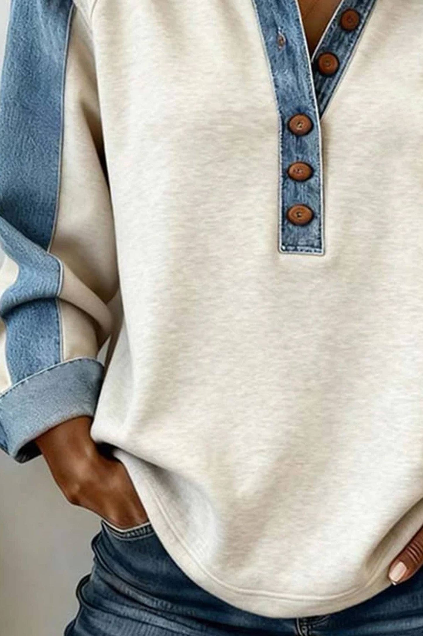 Patchwork Half Button Top