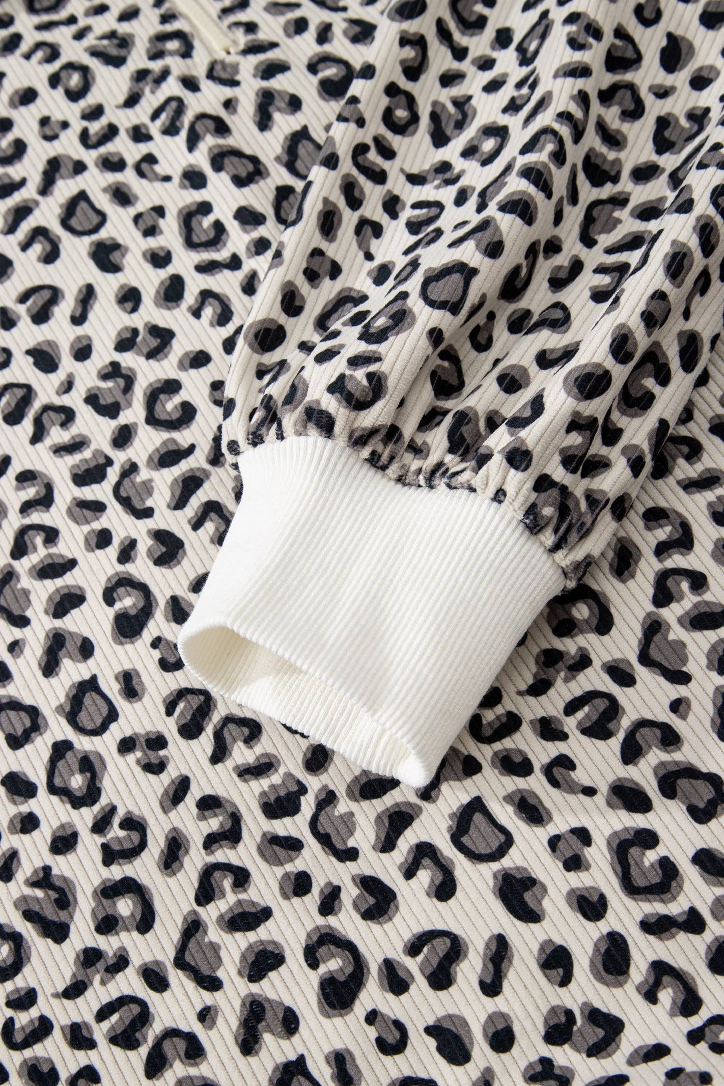 Leopard Quarter Zip Corduroy Sweatshirt
