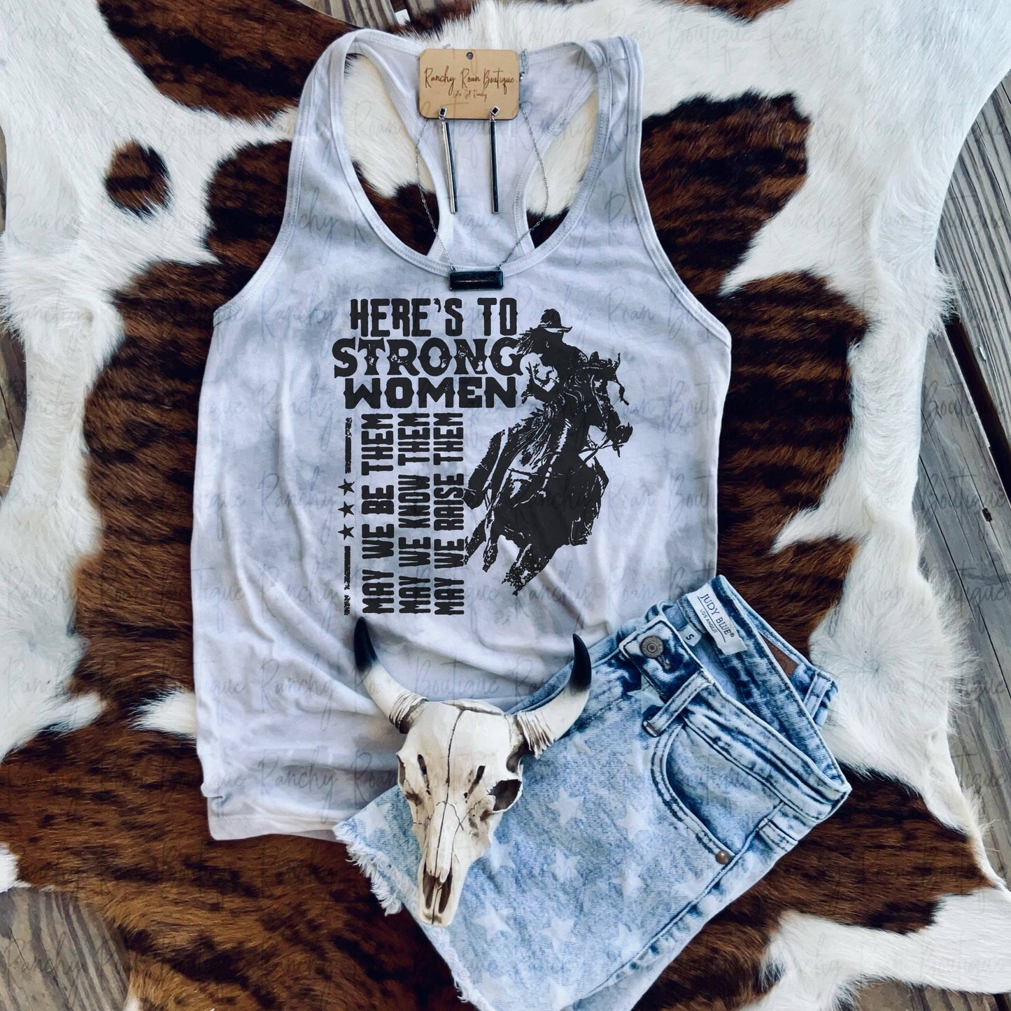 Here’s To Strong Women Western Racerback Tank Top